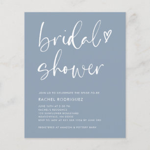 Budget Elegant Dusty Blue Bridal Shower Flyer