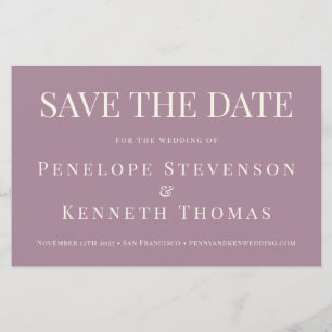 Budget Elegant Dusty Paars sparen de datum