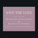 Budget Elegant Dusty Paars sparen de datum Briefkaart<br><div class="desc">Budget Classic Elegant Dusty Paars Typography Wedding Save the Date Briefkaart</div>