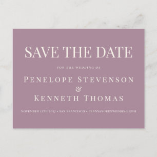Budget Elegant Dusty Paars sparen de datum Briefkaart