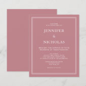 Budget Elegant Dusty Roos Pink Wedding Invite (Voorkant / Achterkant)