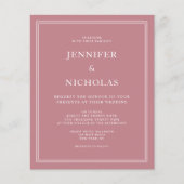 Budget Elegant Dusty Roos Pink Wedding Invite (Voorkant)