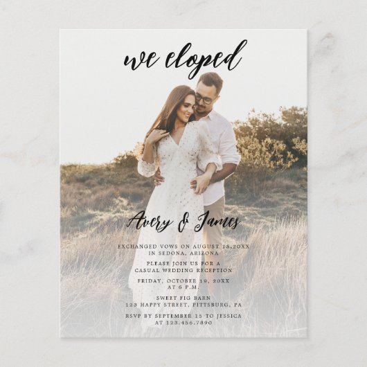 Budget Elegant Elopement Reception Weddenfoto Flyer (Voorkant)