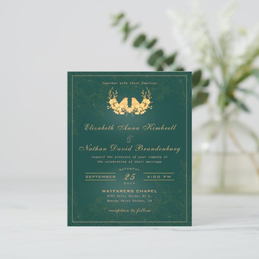 Budget Elegant Emerald Green Gold Wedding (Staand voorkant)