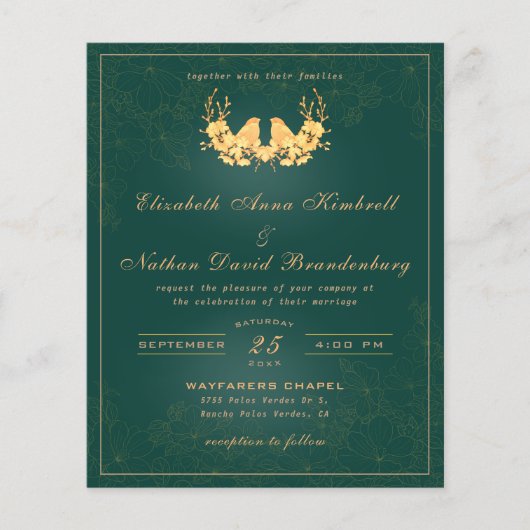 Budget Elegant Emerald Green Gold Wedding (Voorkant)