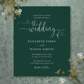 Budget Elegant Emerald Script Wedding Invitation