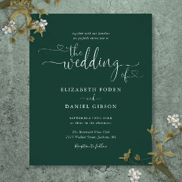 Budget Elegant Emerald Script Wedding Invitation