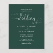 Budget Elegant Emerald Script Wedding Invitation (Voorkant)