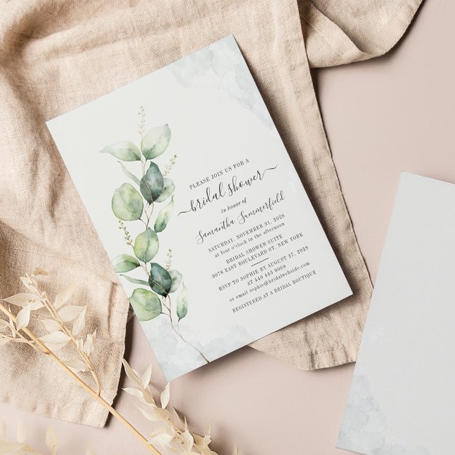 Budget Elegant Eucalyptus Bridal Shower Invitation (Creator heeft geüpload)