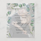 Budget elegant eucalyptus foto bruiloft uitnodigin (Voorkant)