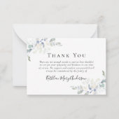 BUDGET Elegant Eucalyptus Foto Funeral Hartelijk d Notitiekaartje (Voorkant)