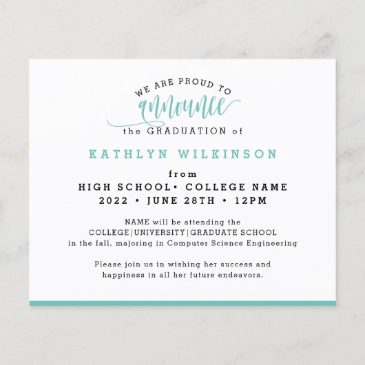 BUDGET Elegant Eucalyptus Fotoaankondiging Afstude (Achterkant)