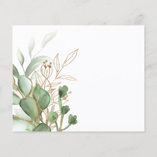 Budget Elegant Eucalyptus Gold Weduwen Uitnodiging (Achterkant)