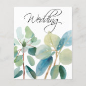 Budget Elegant Eucalyptus Groen Bruiloft Kaart (Achterkant)