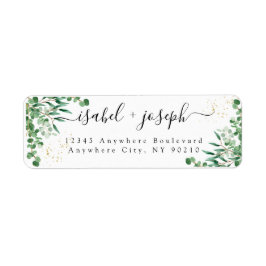 Budget Elegant Eucalyptus Leaves Return Address Etiket