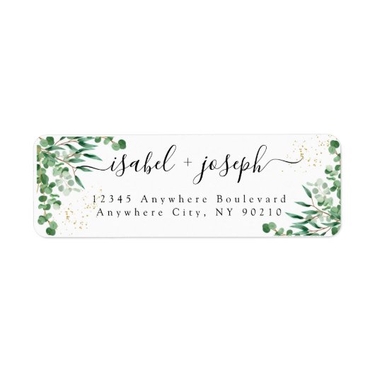 Budget Elegant Eucalyptus Leaves Return Address Etiket (Voorkant)