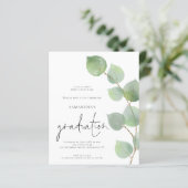 Budget Elegant Eucalyptus Photo Afstudeerder Invit (Staand voorkant)