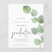 Budget Elegant Eucalyptus Photo Afstudeerder Invit (Voorkant)