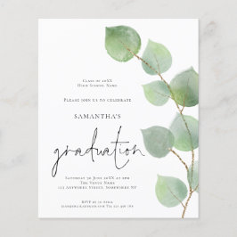 Budget Elegant Eucalyptus Photo Afstudeerder Invit