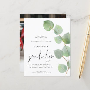 Budget Elegant Eucalyptus Photo Afstudeerder Invit