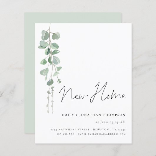 Budget Elegant Eucalyptus Script Bewegend Nieuw Hu (Voorkant / Achterkant)