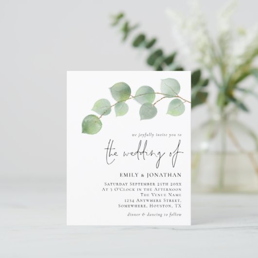 Budget Elegant Eucalyptus Weddenschap (Staand voorkant)