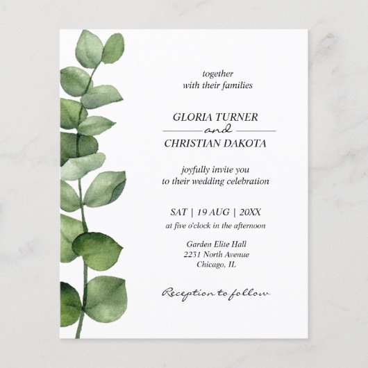 Budget Elegant Eucalyptus Weddenschap (Voorkant)