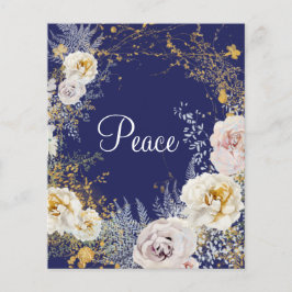 Budget Elegant Floral Blue Peace Chrismas-kaart