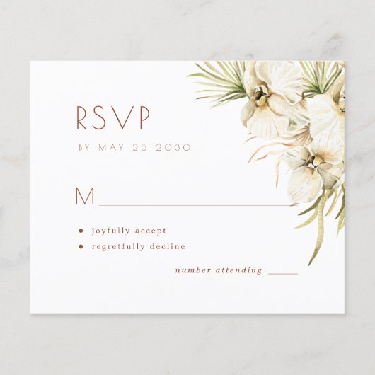 Budget elegant floral pampas bruiloft RSVP Flyer (Voorkant)