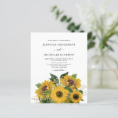 Budget Elegant Floral Sunflower Wedding Uitnodigin (Staand voorkant)