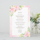 Budget Elegant Floral Waterverf Pink Wedding Menu (Staand voorkant)
