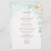 Budget Elegant Floral Waterverf Wedding Menu (Voorkant / Achterkant)