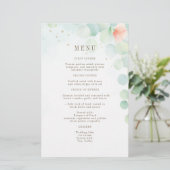 Budget Elegant Floral Waterverf Wedding Menu (Staand voorkant)