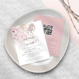 Budget Elegant Florals QR Code Weduwen Uitnodiging