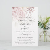 Budget Elegant Florals Script Pink Wedding Program (Staand voorkant)