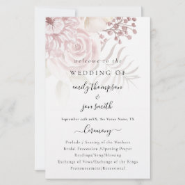 Budget Elegant Florals Script Pink Wedding Program