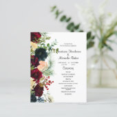 Budget Elegant Flowers Wedding Program. (Staand voorkant)