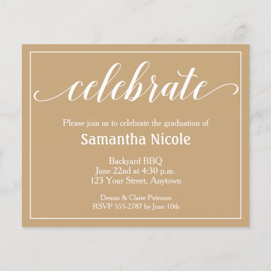 Budget Elegant Foto Afstuderen Uitnodigingen (Achterkant)