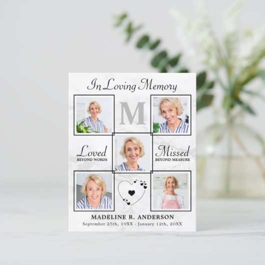 Budget Elegant Foto Collage Sympathie Dank u (Staand voorkant)