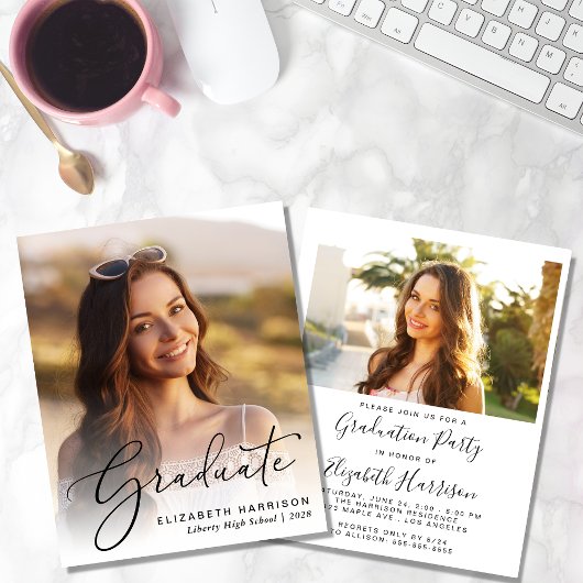 Budget Elegant FotograduPartij Uitnodiging