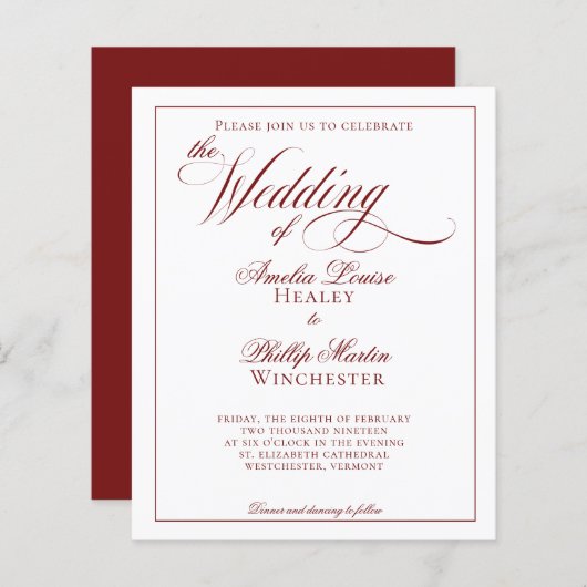 BUDGET Elegant Garnet Red en White Wedding (Voorkant / Achterkant)