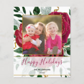 Budget Elegant Glam Red Roses Glitter Holiday Kaar (Voorkant)