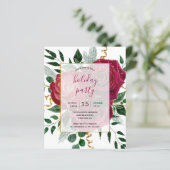 Budget Elegant Glam Red Roses Holiday Party nodigt (Staand voorkant)