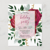 Budget Elegant Glam Red Roses Holiday Party nodigt (Voorkant)