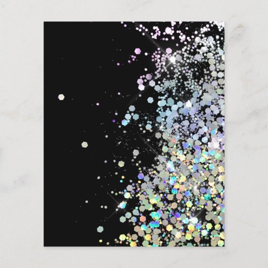 Budget Elegant Glitter Black Wedding Uitnodiging (Achterkant)