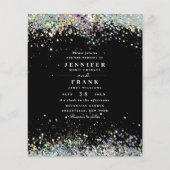 Budget Elegant Glitter Black Wedding Uitnodiging (Voorkant)