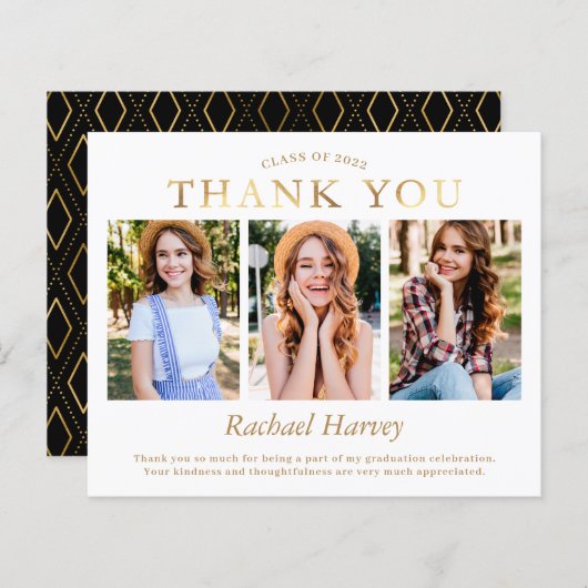 Budget Elegant Gold 3 Foto Afstuderen Hartelijk da (Voorkant / Achterkant)