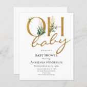 Budget Elegant Gold Baby shower-uitnodiging. (Voorkant / Achterkant)