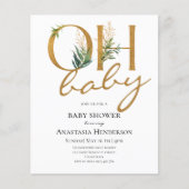 Budget Elegant Gold Baby shower-uitnodiging. (Voorkant)
