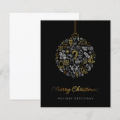 Budget Elegant Gold & Black Merry-Kaart voor feest (Voorkant / Achterkant)